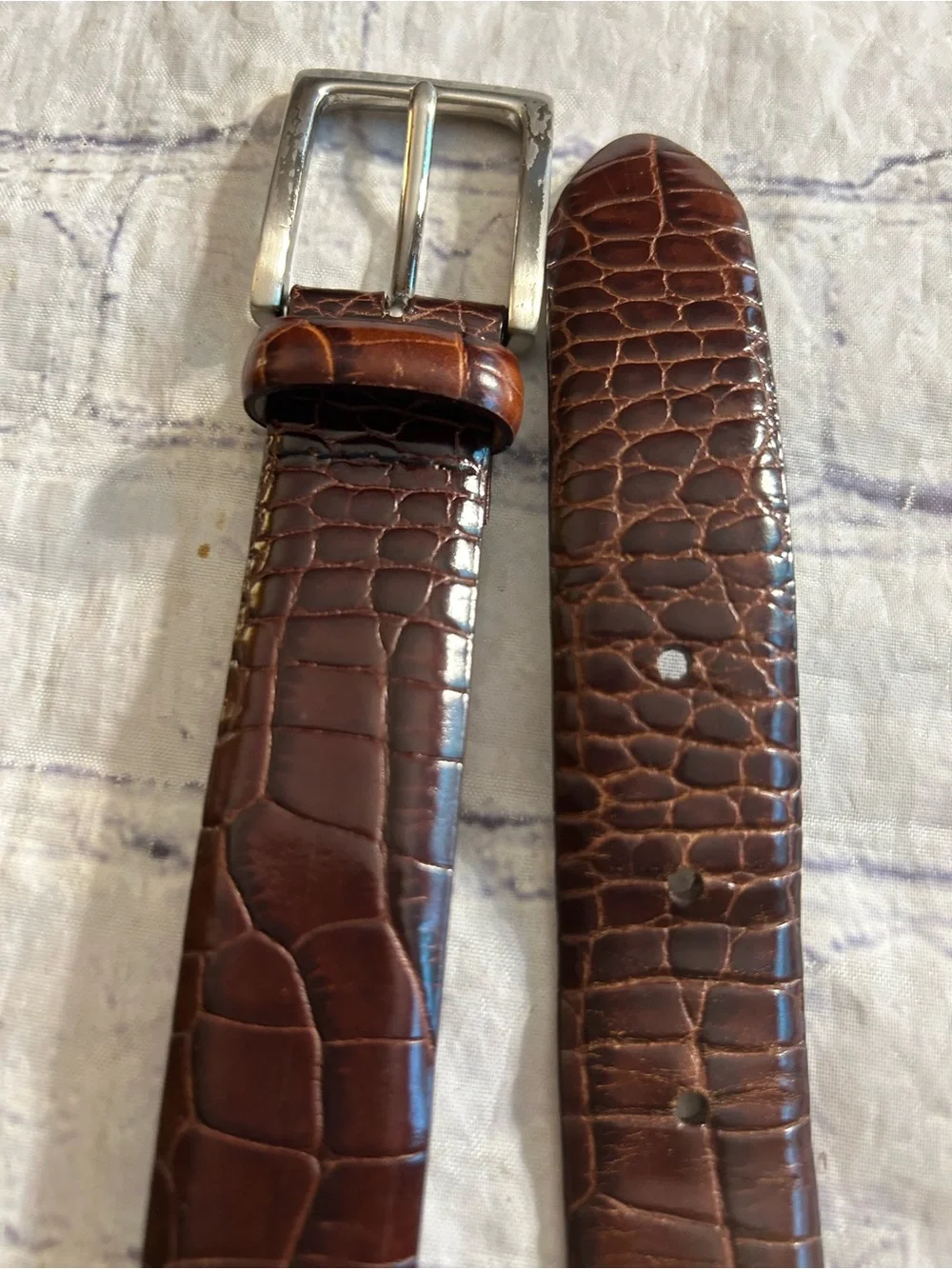 JOHNSTON & MURPHY BLACK PEBBLE GRAIN & 346 BROOKS BROTHERS CROC BELTS 38/40